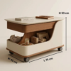 Costal Elegant Wood & Leather Storage Side Table - luxury furniture Dubai UAE