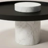 Round Marble Coffee Table - Crema | Black White | Majestic Home