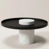 Round Marble Coffee Table - Crema | Black White | Majestic Home