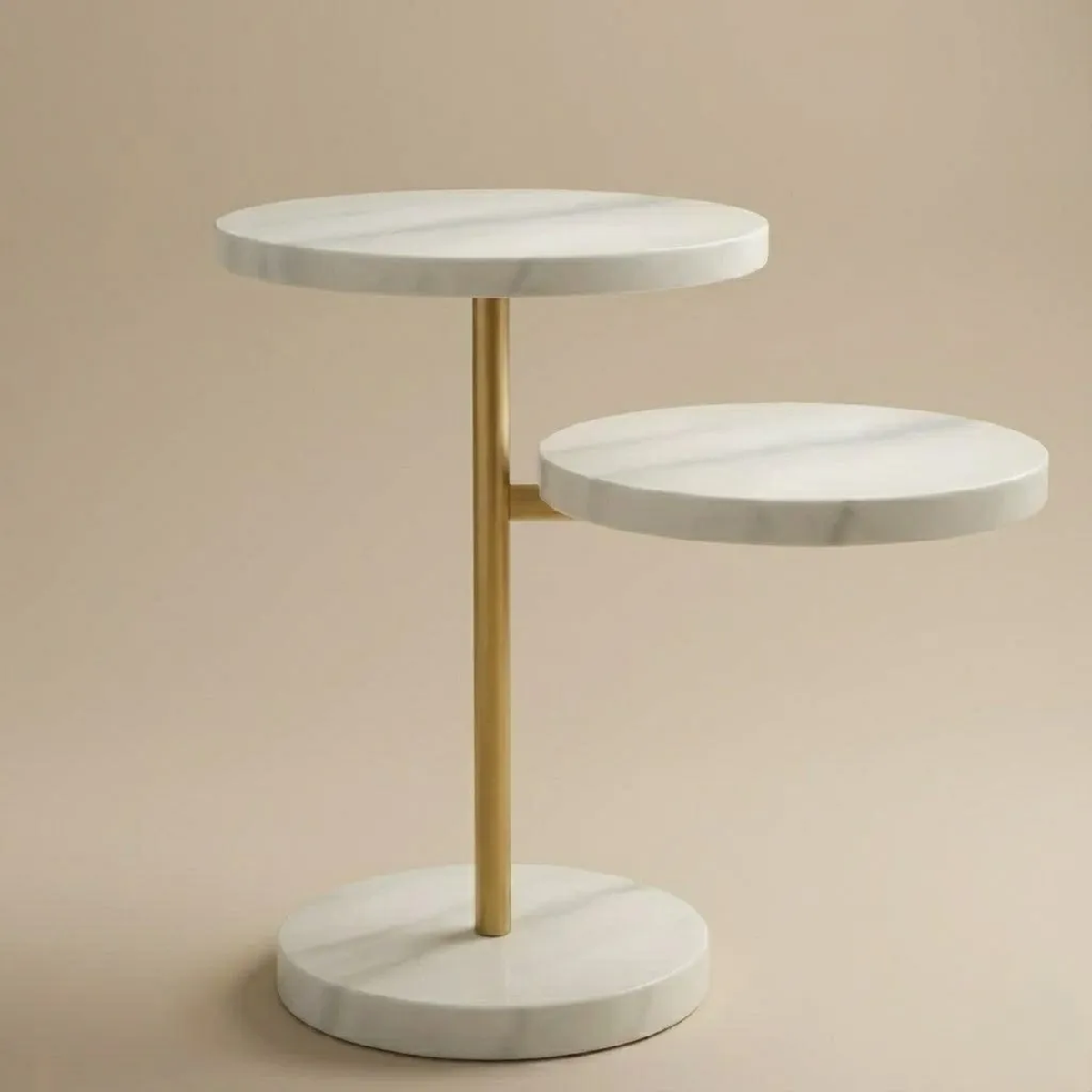 Normi Elegant Stainless & Marble Side Table