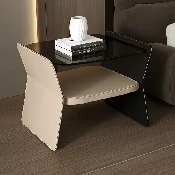 Cream Glass Nightstand