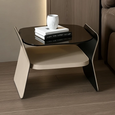Cream Glass Nightstand