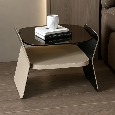 Cream Glass Nightstand