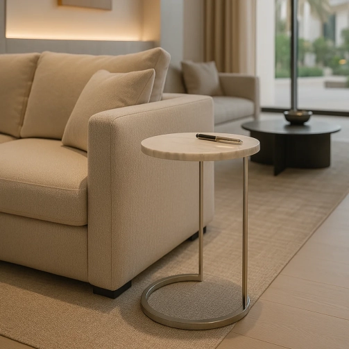 White Marble Side Table