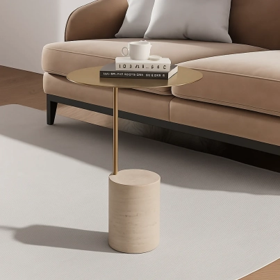 Gold Travertine Side Table