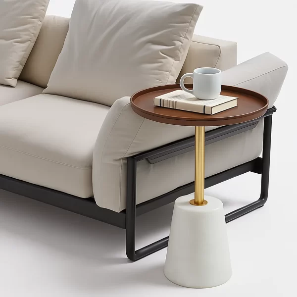 Walnut Gold Side Table
