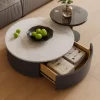 MALANA ROUND SINTERED SOTNE TOP COFFEE TABLE 2 PIECE