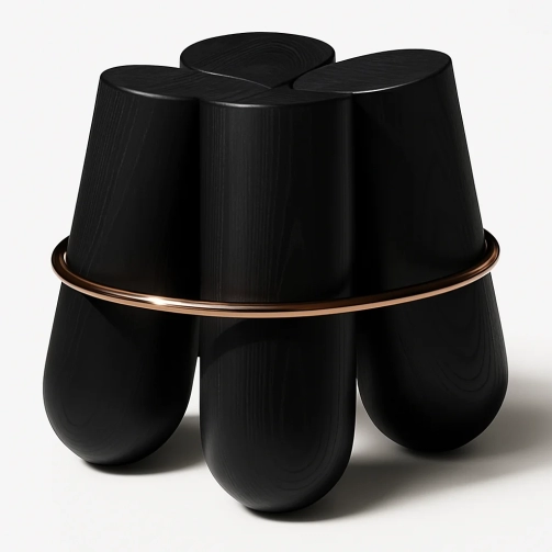 Black Wood Stool