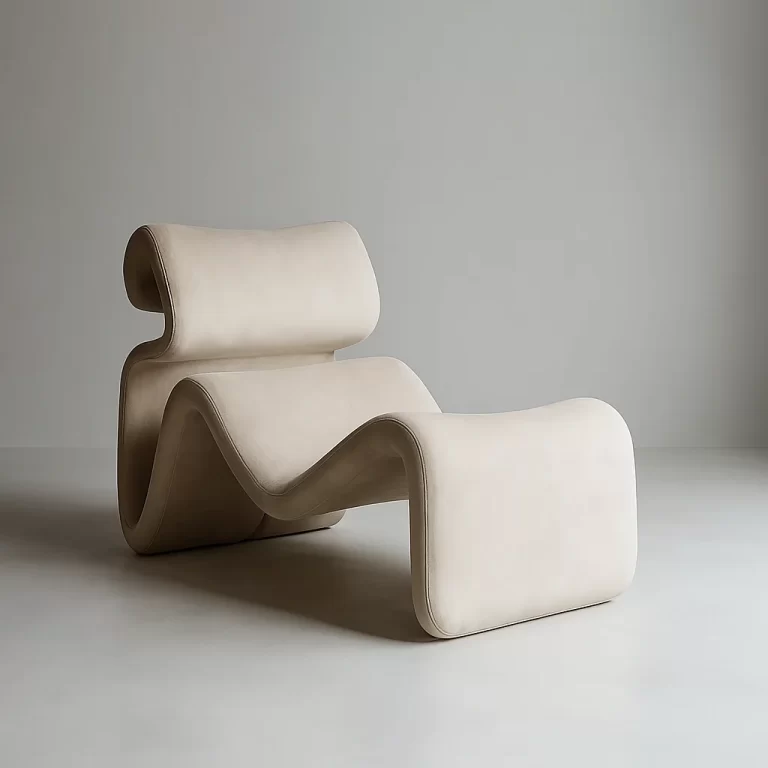 Beige Velvet Lounge Chair