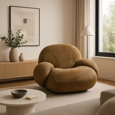 Brown Fabric Leisure Chair