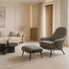 Grey Lounge Chair Ottoman