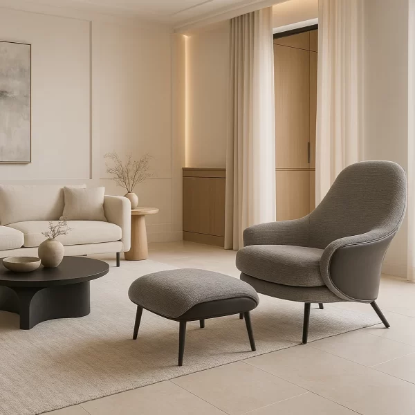 Grey Lounge Chair Ottoman