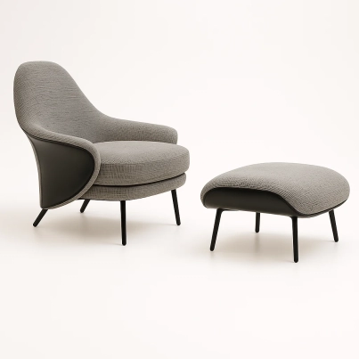 Grey Lounge Chair Ottoman