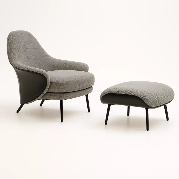 Grey Lounge Chair Ottoman