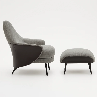 Grey Lounge Chair Ottoman