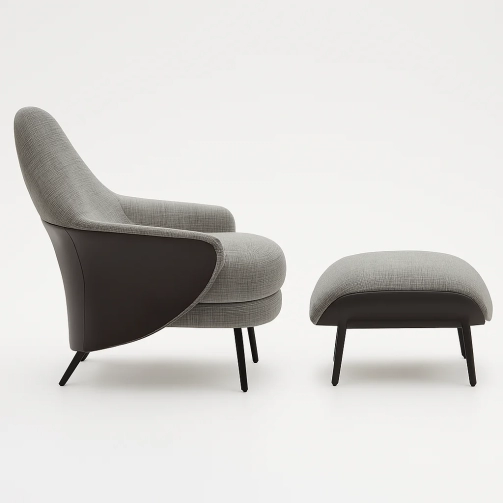 Grey Lounge Chair Ottoman