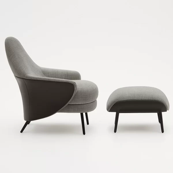 Grey Lounge Chair Ottoman
