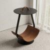 Daki Black & Brown Faux Leathered Side Table - luxury furniture Dubai UAE