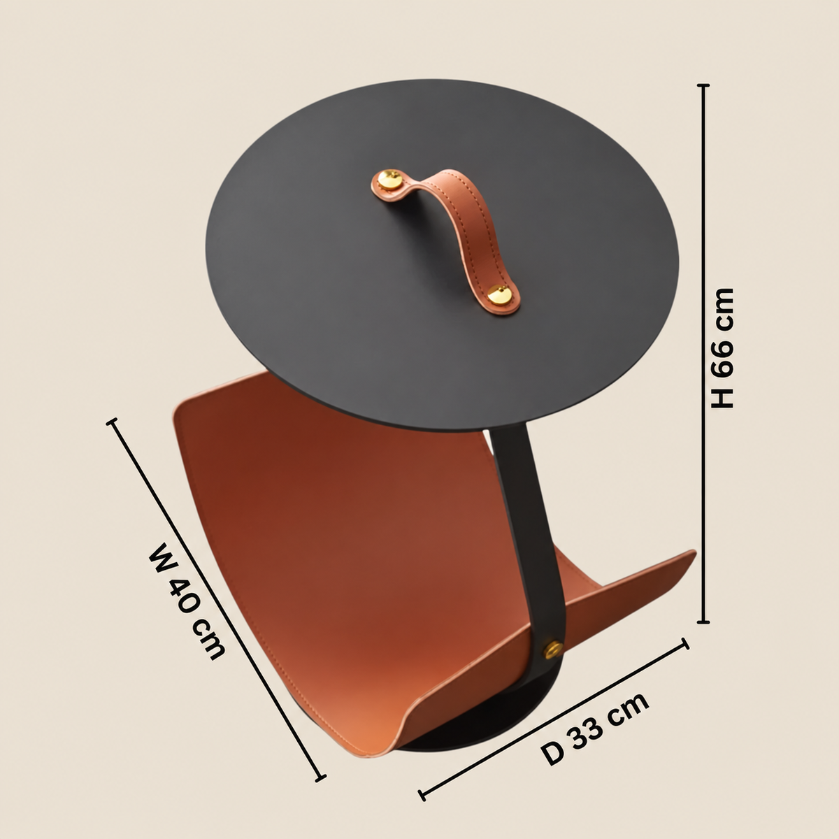 Daki Side Table Black Brown Side Table 7 Features Industrial Steel Faux Leather Design Modern Accent Table 2026
