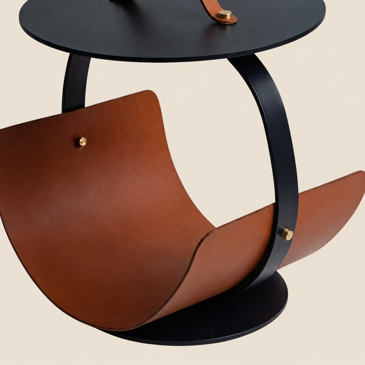 Daki Side Table Black Brown Side Table 7 Features Industrial Steel Faux Leather Design Modern Accent Table 2026