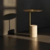 IRIS ELEGANT TRAVERTINE & STAINLESS STEEL SIDE TABLE - luxury furniture Dubai UAE
