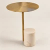 IRIS ELEGANT TRAVERTINE & STAINLESS STEEL SIDE TABLE - luxury furniture Dubai UAE