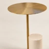 IRIS ELEGANT TRAVERTINE & STAINLESS STEEL SIDE TABLE - luxury furniture Dubai UAE