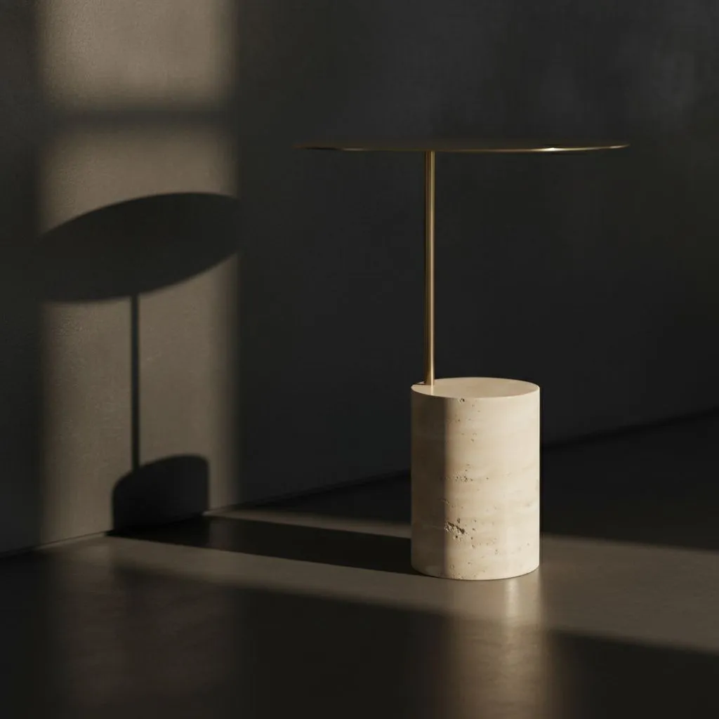 Gold Travertine Side Table