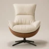 KALINA FAUX LEATHERED BEIGE & BROWN LOUNGE CHAIR - luxury furniture Dubai UAE