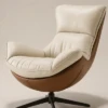 KALINA FAUX LEATHERED BEIGE & BROWN LOUNGE CHAIR - luxury furniture Dubai UAE