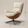 KALINA FAUX LEATHERED BEIGE & BROWN LOUNGE CHAIR - luxury furniture Dubai UAE