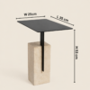 Lanny Side Table in Travertine and Metal Beige Black - luxury furniture Dubai UAE