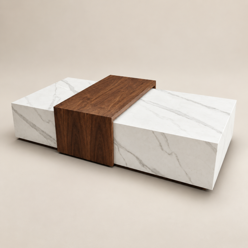 5 Luxury Marble Wood Coffee Table Designs for Modern Living Rooms