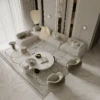Lony Modern Marble Coffee Table Set – Black & White Luxury Design (2-Piece)