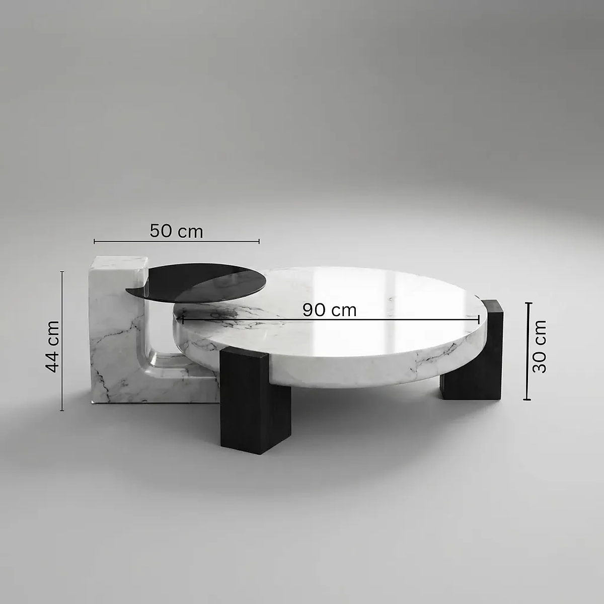 Lony Modern Marble Coffee Table Set – Black & White Luxury Design (2-Piece)