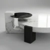 Lony Black & White Marble with Veneered Wood Coffee Table - luxury furniture Dubai UAE