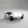 Lony Modern Marble Coffee Table Set – Black & White Luxury Design (2-Piece)