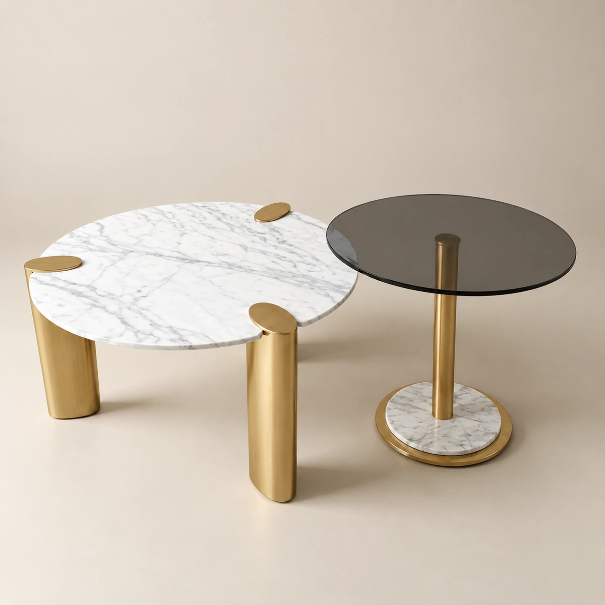 Loom Coffee Table Sintered Stone Glass Coffee Table Set 7 Features Luxury Gold Design Modern Nesting Tables