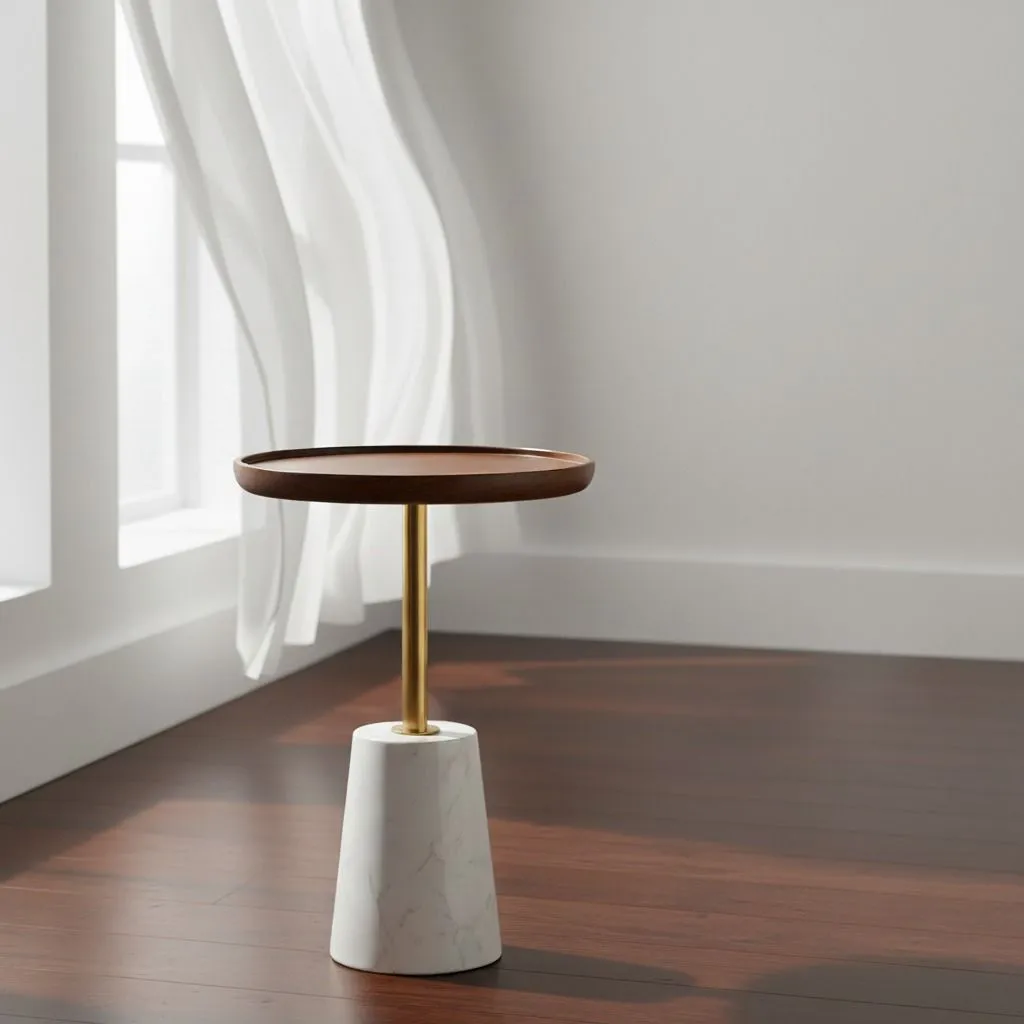 Walnut Gold Side Table