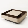 Faux Leather Coffee Table - Maco | Beige Wood Design | Majestic