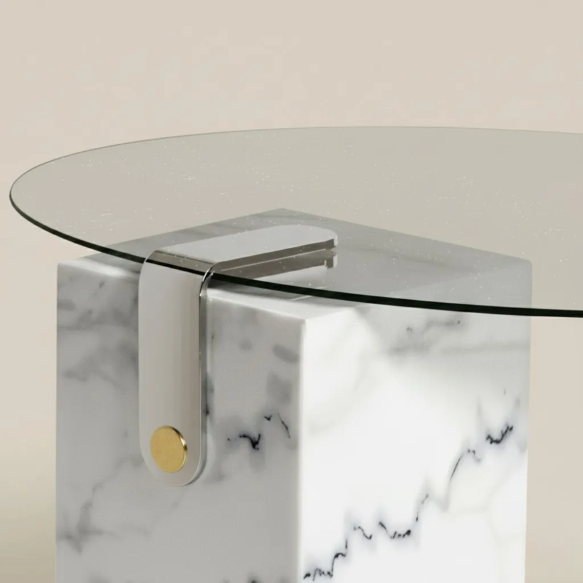 White Glass Coffee Table - Melody | Modern Marble | Majestic