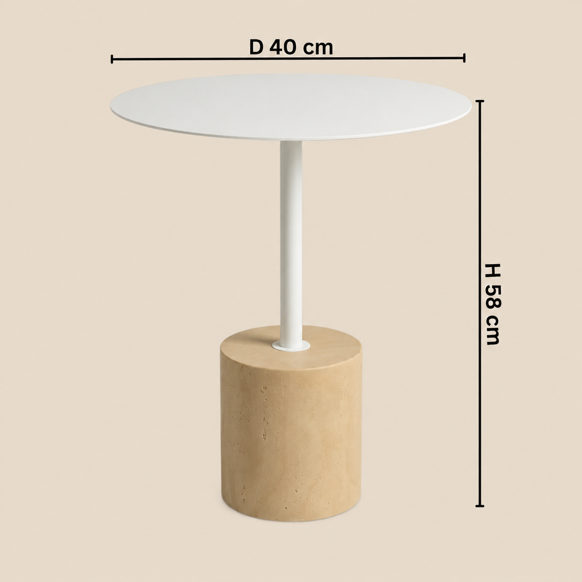 Nello White Travertine Side Table – 7 Elegant Modern Accent Table UAE