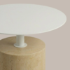 Nello Elegant Metal & Travertine Side Table - luxury furniture Dubai UAE