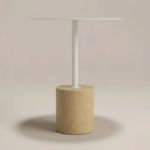 Nello Elegant Metal & Travertine Side Table