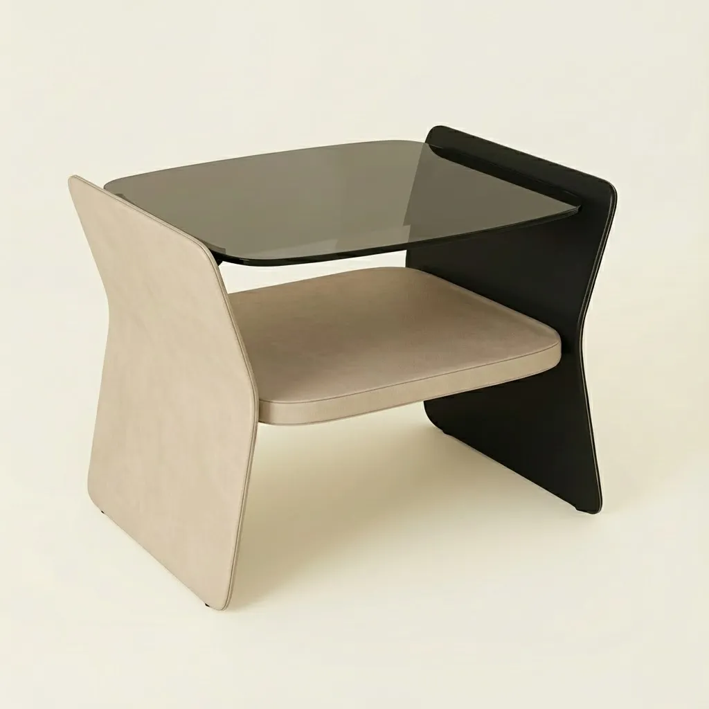 Cream Glass Nightstand