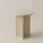 Travertine Side Table in Natural Stone Beige