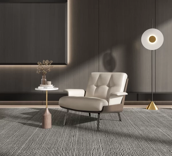 Beige Faux Leather Chair
