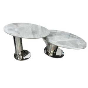 HOUMA WHITE SINTERED STONE TOP COFFEE TABLE 2 PIECE