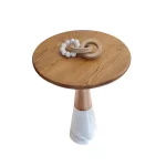 CHLOE WOOD TOP & MARBLE BASE SIDE TABLE