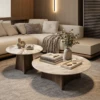 VIDA BROWN STEEL BASE & SINTERED STONE COFFEE TABLE - luxury furniture Dubai UAE